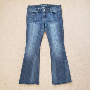 American Eagle Stretch Artist Flare Blue Jeans Size 12R Preppy Cowgirl Low Rise